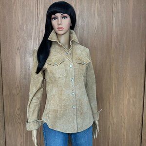 Women Suede jacket western style Size S Wilsons Leather - Tan color in EUC